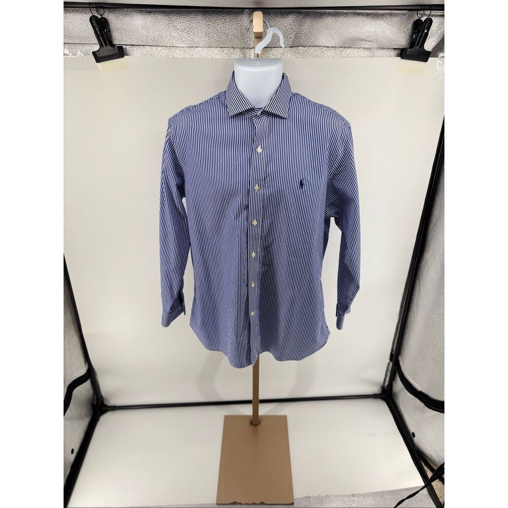 Polo Ralph Lauren Classic Fit Striped Dress Shirt 16 32/33 Navy